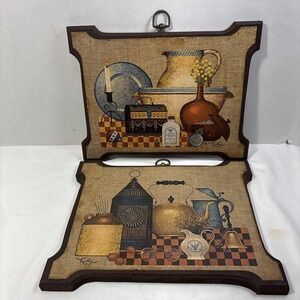 Vintage Print USA Kirby Stapco NY Colonial Kitchen Wall Pictures Plaques Retro